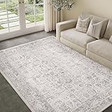 HUGEAR Vintage Grau Waschbarer Teppich Wohnzimmer 150x210cm Retro Rugs for...