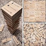 48PCS Questions Tumbling Tower Game, Wooden Tower Stacking Blocks Drinking...