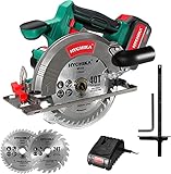 HYCHIKA Akku Handkreissäge, 18V Kreissäge mit 2xSägeblättern 165mm, Max...