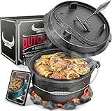 BBQ Dutch Oven [Das Original] - 7,4 Liter Dutch Oven Set mit Standfüßen &...