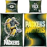 NFL Green Bay Packers Bettwäsche GO Pack GO 135x200 cm + 80x80 cm 100%...