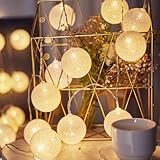 ENLACE Baumwollkugeln Lichterkette, 3M 20 LED Cotton Ball Lichterketten...