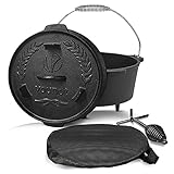 VOUNOT Dutch Oven Set 4.25 Liter, Eingebrannter Feuertopf aus Gusseisen...