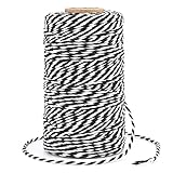 G2PLUS 100M Schwarz und Weiß Baumwolle Schnur, 2mm Geschenkschnur zum...
