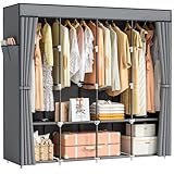 Neatrays Kleiderschrank, Stoffschrank mit 4 Kleiderstange Stabil & 8...
