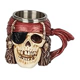 Garneck Piratenschädel Kelch Kreativer Bierkrug Halloween-Bierkrüge...