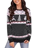 Irevial Weihnachtspullover Damen Lustig Langarm Ugly Christmas Sweater...