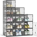 FUNLAX Schuhboxen, Stapelbar Transparent Schuhbox mit 12 Stück, Kunststoff...