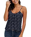 ELFIN Damen Spaghetti Top Sommer Tanktop Bluse Ärmellose Falten Basic...