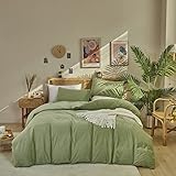 Wellboo Salbeigrüne Velours-Bettwäsche für Queensize-Bett – einfarbig...