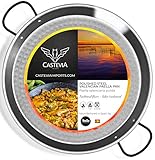 La Valenciana 55 cm, Stahl poliert Paella-Pfanne, Schwarz