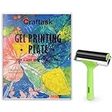 Craftask Gel Druckplatte mit Gummiwalze, 20 x 25 cm Transparent...