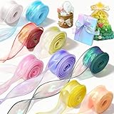 9 Rollen Organzaband 40mm x 9m Chiffonband Schimmernde Schleifenband...