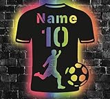 WALUNA® Trikot Fußball mit Name Nummer personalisierte Jungen Deko, LED...