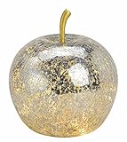 Spetebo LED Crackle Glas Apfel 16 cm - silber - Deko Frucht in Bruchglas...