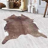 HomebyHome Fell Teppich Flachgewebt Kunstfell Rinderfell Kuhfell Design...