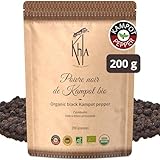 Khla - Kampot Pfeffer Schwarz Bio 200g - Schwarzer Pfefferkörner Ganz...