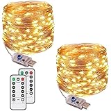 Augone Lichterkette mit 120 LEDs, 12 m, 8 Modi, USB-Stecker, wasserdicht,...