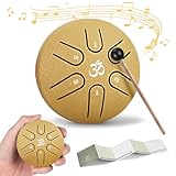 Steel Tongue Drum, Mini 3 Zoll 6 Tone Zungentrommel, Mit Schlägel, Handpan...