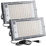 CREATESTAR LED Strahler 100W, Led Strahler mit Stecker, 2 Stücke 10000...