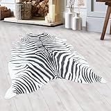 HomebyHome Fell Teppich Flachgewebt Kunstfell Zebra Design Wohnzimmer...