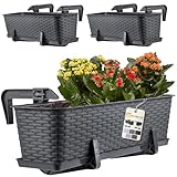 KADAX Blumenkasten 60 cm 3er Set Balkonkasten – Kunststoff Pflanzkasten...