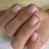 MouYouGlow Press on Nails Kurz,Square Rosa Nude Pink Gradient White Fake...