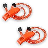 Jinpojun 2 Stück Notfallpfeife, Signalpfeife für Notfalle mit Trageband...
