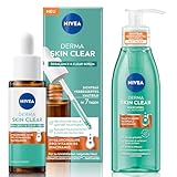NIVEA Derma Skin Clear Routine Set mit Nachtpeeling Serum und Waschgel,...