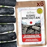 ORINKO Binchotan Japanische Aktivkohle, 6 x Filter, 1,5 l pro Stab (25 g x...