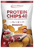 IronMaxx Protein Chips 40 - Paprika 1 x 50g | gebackene High Protein Chips,...