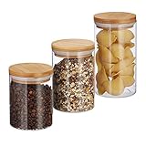 Relaxdays Vorratsdosen Glas, 3er Set, Größen 500, 700, 1000 ml, für...