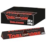 Toblerone Dunkel 20 x 100g, Dunkle Schweizer Schokolade mit Honig- und...