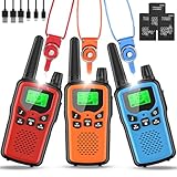 Walkie Talkie 3er Set Kinder Aufladbar, Rabigala Funkgeräte mit 5km...