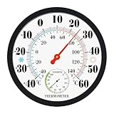 25CM Thermometer Innen Außen, Thermometer Mit Luftfeuchtigkeitsmesser,...