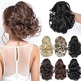 PARXITN Ponytail Extension 20cm Kurz Gelockt Gewellt Natürliches Schwarz...