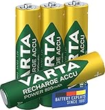 VARTA Batterien AAA, wiederaufladbar, 4 Stück, Recharge Accu Power, Akku,...