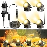 SoulBay Teichbeleuchtung, 4 Stück Warmweiße Unterwasser Teichlichter mit...