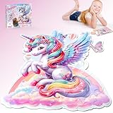 2 in 1 Einhorn Puzzle Spielzeug, 70x80 cm Bodenpuzzle ab 3 4 5 6 7 8 9...