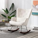 HomeMiYN Skandinavischer Schaukelstuhl Samt mit Metallgestell und...