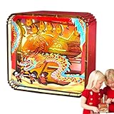 Nachtlicht aus Holz mit Puzzles – LED-Schreibtischlampe Dragon Dance für...
