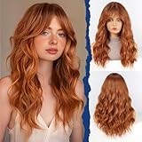 HAIRCUBE Damen Perücke,Auburn Perücke Lange Lockige Mit Pony Für...