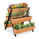 Relaxdays Vertikalbeet, Holz, HxBxT: 82 x 75 x 90 cm, Hochbeet mit 5...