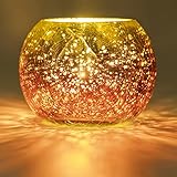 Larcenciel Teelichthalter, Gold Glas Kerzenhalter Romantischer...