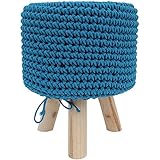 Melko Sitzhocker Sitzpuff Strick Hellblau Strickhocker Strickpolster...