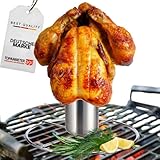 Premium Hähnchenhalter mit Aromabehälter für Grill & Backofen, Edelstahl...
