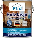 PLID® Holzlasur Innen & Aussen Grau 2,5L - Holzschutzlasur Außen mit UV...