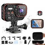 Novzzovaz Action Cam 4K Mini WiFi Sport Wasserdicht IPX8 Unterwasserhelm...