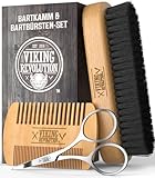 Viking Revolution - Bartkamm & Bartbürste Set Für Männer - Natürliche...