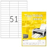 TopStick 8779 Universal Etiketten, 100 Blatt, 70 x 16,9 mm, 51 pro A4...